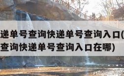 顺丰快递单号查询快递单号查询入口(顺丰快递单号查询快递单号查询入口在哪)